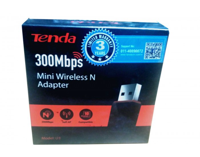 TENDA USB WIFI ADAPTER 300 MBPS (U3) (DVR SUPPORTED)